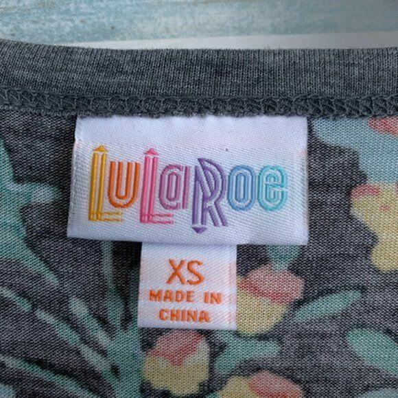 LuLaRoe Randy Baseball Tee Gray Pink Floral Print Womens XS - Picture 3 of 5